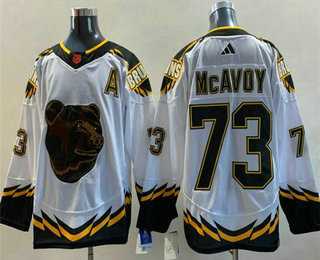 Mens Boston Bruins #73 Charlie McAvoy White 2022 Reverse Retro Stitched Jersey